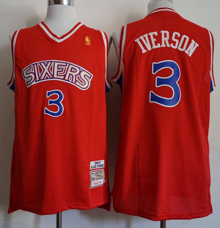 Men Philadelphia 76ers #3 Iverson Red Throwback Elite Nike NBA Jerseys->boston celtics->NBA Jersey